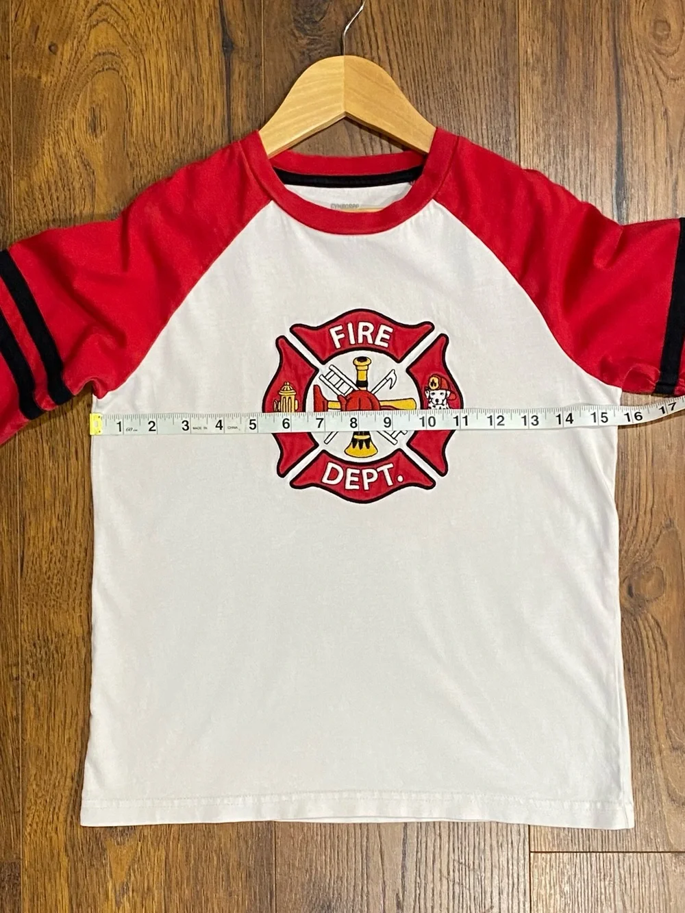 Gymboree Boys ‘Fire Chief’ Red and White Long Sleeve Raglan Shirt Size 7